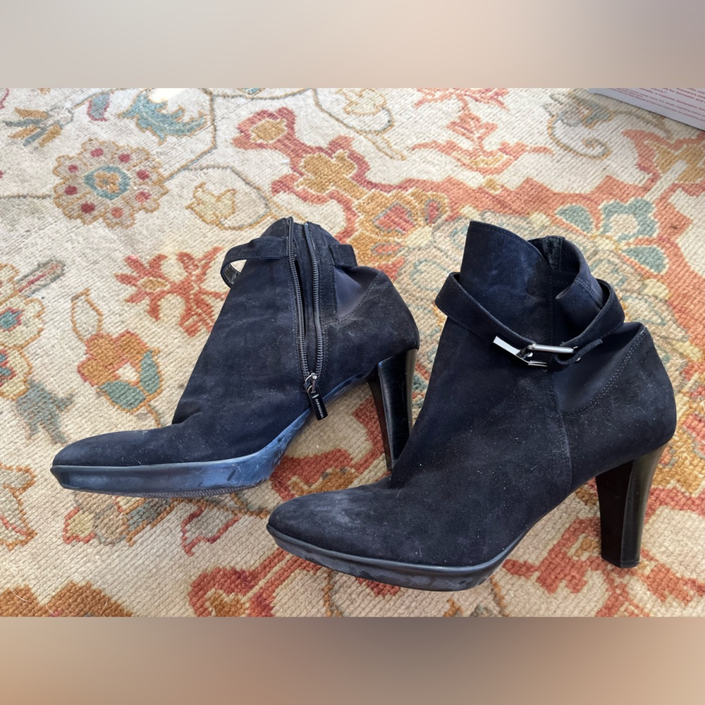 Italian made Black Suede Ankle Boots